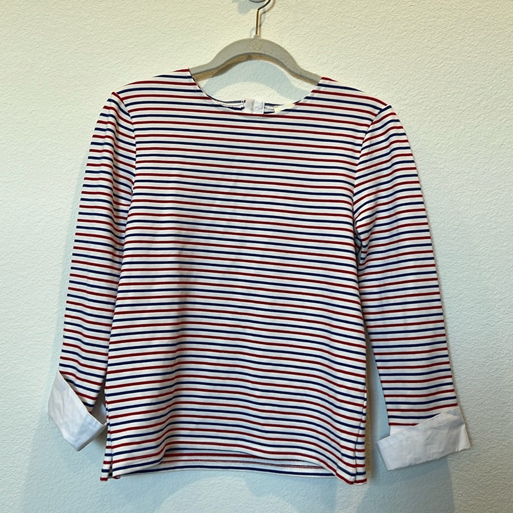 Deletta Anthropologie Red, White, Blue Striped Shirt Shirt Cuff Small